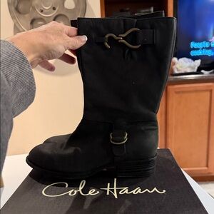 Cole Haan Black Ankle Boots with Buckle Detail